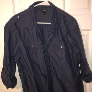 Dark blue ‘crushed fabric’ shirt